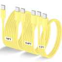 3-Pack Yellow [3.3FT+6.6FT+10FT] 60W USB C to USB C Cable, Type C Fast Charging Cable for iPhone Air 17 16e 16 15 Pro Plus Pro Maxfor Galaxy S25, for iPad Pro/Air/mini, for MacBook Pro/Air and More