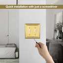 Metal Wall Plate for Electrical Outlets, Decorative Brass Gold Switch Plates Outlet Cover, Light Switch Cover Plate, 2-Gang Wall Plates (Double Toggle, 2 Pack)