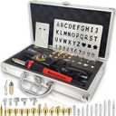 Professional Wood Burning Kit with Letters - Pyrography Pen Fully Adjustable Temperature With safety Stand - 27 Tips with Cutting Blade, Stencils and Deluxe Case