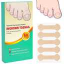 Ingrown Toenail Treatment, 60 Pcs Breathable Ingrown Toenail Strips, Painless Toenail Support Tool for At-Home Pedicure and Foot Care, Toenail Corrector Patch 60 Count (Pack of 1)