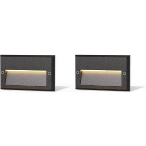 Low Voltage Step Lights 5.5 Inch Outdoor 12V AC Landscape Stair Lights Wired 2PK 3W LED Electric Outdoor Deck Lighting Black Metal 49 Lumens 3000K Warm White with Cable Connectors
