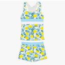 Little Girls' Summer Swimwear Two Piece Boyshort Tankini Kids Swimsuit Lemon 4XL