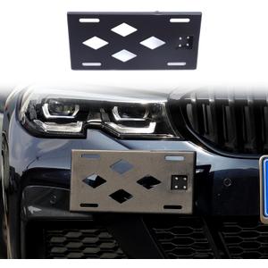 Car Front License Plate Frame Compatible with BMW 3 Series G20 G21/4 Series G22 G23 2020-2025 Front Bumper Tow Hook License Plate Mount Bracket License Plate Tag Holder Mounting Mount Adapter Kit