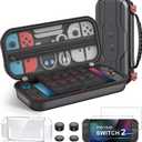Switch 2 Carrying Case Compatible with Nintendo Switch 2&1/Switch OLED Console, 4 In 1 Protective Hard Portable Travel Carry Storage Bag Include Cover Case, Screen Protector, Thumb Grips