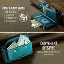 Strapurs Wallet Case Compatible with iPhone 16 Pro Max 6.9" RFID Blocking 10-Card Holder Soft PU Leather Magnetic Snap Shoulder Strap Zipper Pocket Phone Case Fit for iPhone 16 Pro Max - Blue Green