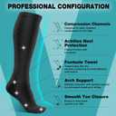 Compression Socks for Men & Women (2 Pairs) 20-30 mmHg Graduated Compression Knee High for Running, Athletic (Black). L/XL Size