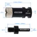 DKIBBITH 1 Inch Dry Diamond Core Drill Bits, 25mm Tile Vacuum Brazed Angle Grinder Hole Saw for Porcelain Ceramic Granite Brick Concrete with 5/8-11 Thread to 3/8 Hex Shank Adapter, Black