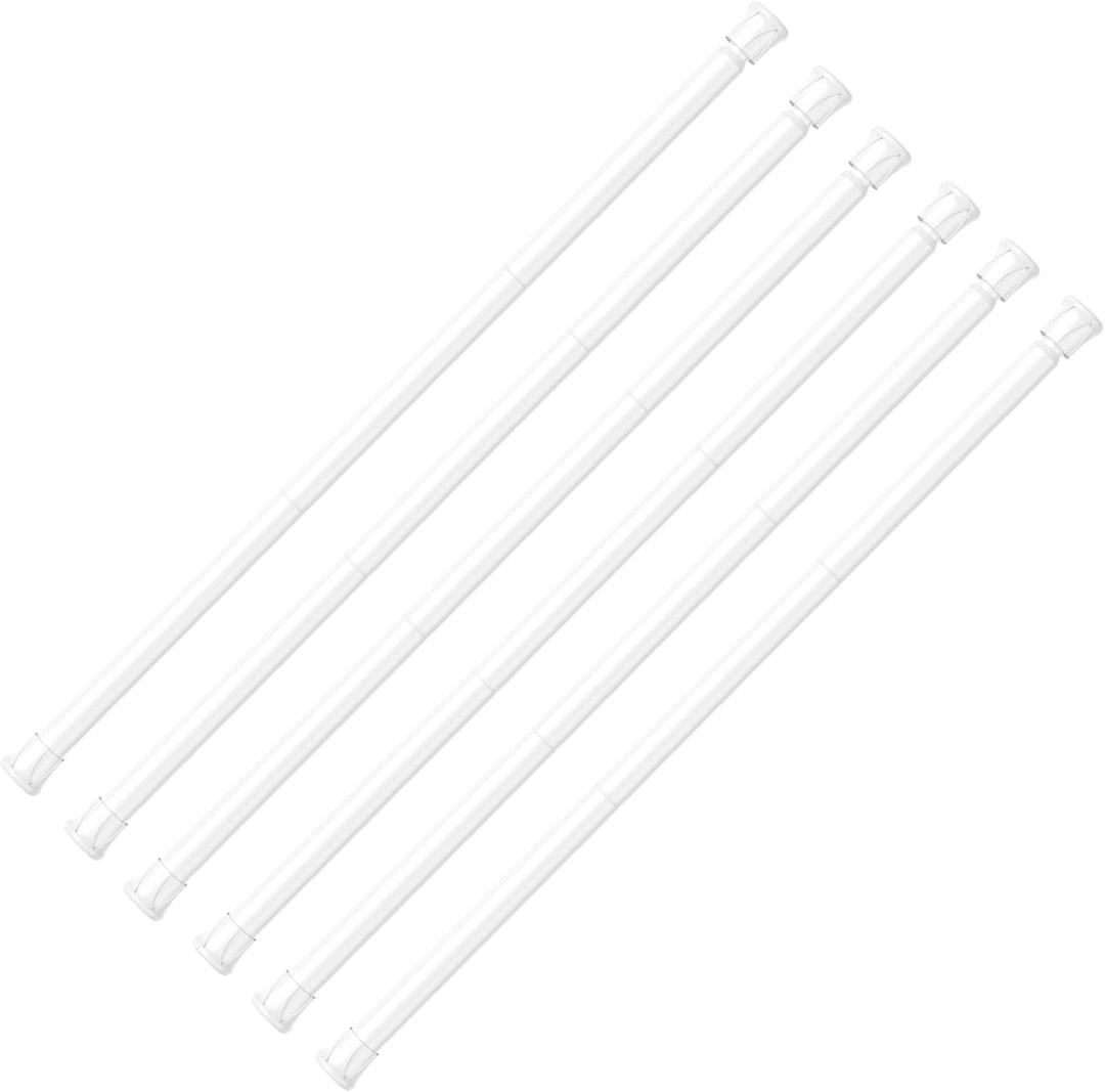 AIZESI 6PCS White Spring Curtain Rods 28 to 48 Inch Adjustable Short Curtain Rods No Drilling Small Tension Rods for Windows Closet