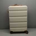 Kono 24 Inch Expandable Spinner Luggage with Wheels Hardshell Medium Checked Suitcase TSA Lock Cream White