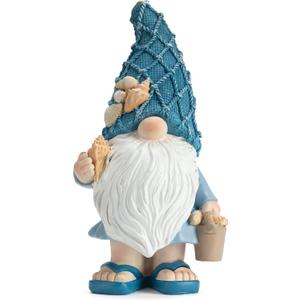 Etlemonde Beach Gnomes Statues,Ocean Gnomes,Nautical Themes Decoration,Beach, Gnome Carrying a Bucket