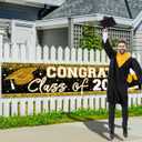 Large Congrats Grad Banner Gold Class of 2026 Banner Backdrop Graduation 2026 Yard Sign for Graduation Party Supplies Graduation Decorations 2026 (Gold)