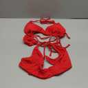 MOSHENGQI Women Sexy Brazilian Bikini 2 Piece Spaghetti Strap Top Thong Swimsuit Bathing Suit (Large, Red)