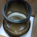 Amber Glass Vase Bud Flower Vase with Modern Design, Brown Wide Mouth Decorative Vase Gift for Home Decor, Living Room, Dining Table, Entryway, Shelf, Wedding, Office, 7.3 Inch (Amber)