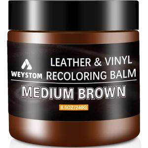 Leather Recoloring Balm - Medium Brown Leather Repair Kit for Furniture, Dye, Recolor, Renew, Repair & Restore Aged, Faded, Cracked, Peeling and Scuffed (8.5OZ without Oil)