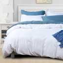 David's Home Duvet Cover Queen Size White, Soft Lightweight Cover with Zipper Closure Corner Ties, 3 Pieces Brushed Microfiber Bedding for Spring Summer, 1 Duvet Cover 90x90 Inches 2 Pillow Shams