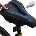 Bike Seat Cushion - Gel Padded Bike Seat Cover for Men Women Comfort, Adjustable Velcro Secure Bicycle Seat Cushion Compatible with Peloton, Indoor & Outdoor Bicycle Seat(11"x7") (BLUE)
