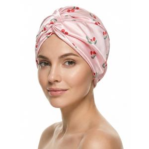 3 x Ramede Pink Bow/Cherry Silk Bonnet for Sleeping Women Adjustable Satin Coquette Cap Double Hair Bonnet for Curly Braid Hair(Pink Cherry)