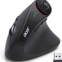 Acer Ergonomic Mouse Wireless with Side Scroll Wheel, Bluetooth Mouse for Laptop(BT5.2+2.4GHz), Office Vertical Computer Mice, Right Hand Ergo Mice, 8 Buttons, 2.4GHz USB Receiver for PC and Desktop