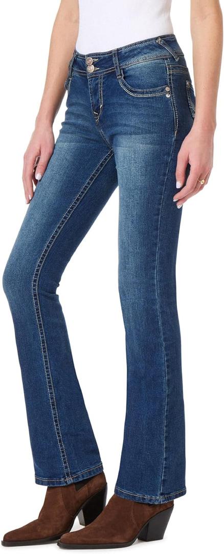 WallFlower Luscious Curvy Bootcut Jeans for Women Mid-Rise Insta Stretch Denim in Petite, Midsize, Plus Size, Juniors Jeans (1 Long, Twinkle)