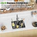 22x18 In Undermount Kitchen And Bar Sink- Stainless Steel Single Bowl Kitchen Sink Modern Drop In Bar Sink With Silicon Mat,Drain Strainer Set Compatibility With Various Kitchen & Bar Style, 22X18X9 Inches