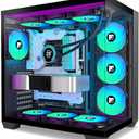 FOIFKIN F600 PC Case - Pre-Installed 7 PWM ARGB Fan, ATX Mid-Tower Gaming PC Case, 270° Panoramic Glass with Type-C, FOIFKIN (Black, F600)