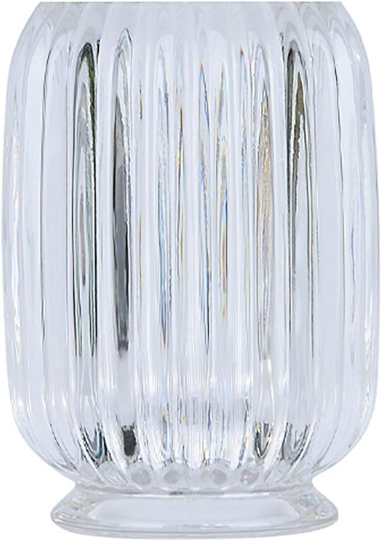 DASITON Makeup Brush holder Organizer,Crystal Cosmetic Makeup Brush Glass Brushes Storage Holder, Vintage Make Up Brush Cup Holder striped vase(Clear)