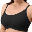 gagli Women's Seamless Bralette No Underwire Mesh Back Wireless Bra Super Soft Cami Bra Full Coverage T-Shirt Bra Comfy Everyday Bras(US, Alpha, Medium, Regular, Regular, Black)