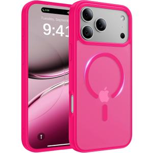 3 x Magnetic for iPhone 17 Pro Max Case, [Anti-Slip] [Military-Grade Drop Protection] [Camera Protection] Skin-Friendly Slim Matte Shockproof Protective Case for iPhone 17 Pro Max, Hot Pink