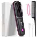 Go Brush Pro, 2026 Cordless Hair Straightener Brush 3 Adjustable Temperature Portable USB Charging Straightener Suitable for All Hair Types (Light Black)