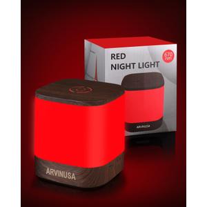 Red Light Night Light for Sleep, 670nm Wavelength Aid to Support Deep Relaxation: Naturally Aids Sleeps with 2 Colors, 3 Brightness & Touch Control for Adults, Kids Bedroom - USB Charging