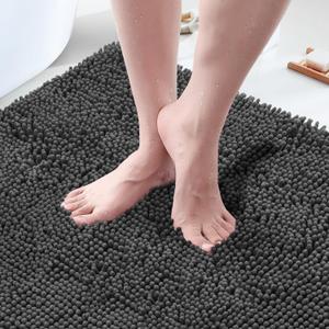 Bathroom Rugs 60"x36", Ultra-Soft Bath Rugs Quick Dry, Non Slip Absorbent Chenille Bath Mats for Bathroom Floor, Tub, Shower, Toilet, Machine Washable, Grey