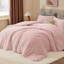 BEDELITE Fleece Queen Comforter Set -Super Soft & Warm Fluffy Pink Bedding, Luxury Fuzzy Heavy Bed Set for Winter with 2 Pillow Cases
