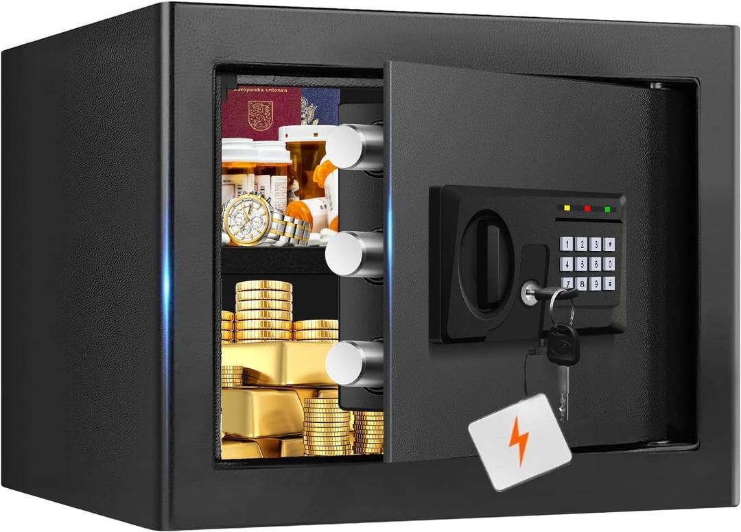 1.3 Cuft Small Fireproof Safe for Home, Personal Security Fire Safe Box with Digital Keypad, Spare Key and Removable Shelf, Home Safes Water and Fireproof for Money, Jewelry, Gifts for Mother's Day