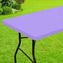 Smiry Rectangle Picnic Table Cloth, Waterproof Elastic Fitted Tablecloths for 4 Foot Tables, Washable Polyester Table Cover for Camping, Indoor and Outdoor (Lavender, 24"x48")