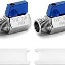 Shower Shut Off Valve, Josaton 316 Stainless Steel 1/2" NPT Thread 1/2'' Female X Male Mini Ball Valve, Shower Head Flow Control Valve Regulator