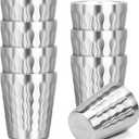 Stainless Cups, 10 oz Insulated Tumbler, 8 Pack Double Wall Unbreakable Stackable Water Tumblers Insulated Metal Cup Premium Drinking Glasses for Travel Camping Home Outdoor (fire diamond-patterned)