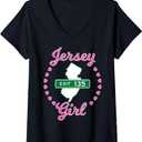 Women's New Jersey NJ GSP Garden State Parkway Jersey Girl Exit 135 V-Neck T-Shirt (Large, Black)