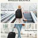 MATEIN Wheeled Backpack, 18 Inch Large Water Resistant Laptop Backpack with Wheels, Carry On Business Roller Bag for Women, Trolley Suitcase for Adults to Travel, Overnight Work Bag for College, Black