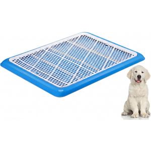 Mifoci 1 Pcs Dog Potty Tray Mesh Puppy Training Pad Holder Floor Protection Portable Pee Pad Pet Toilet Training Tray Litter Box Corner for Medium and Large Dogs (25.6 x 18.9 Inch,Blue)