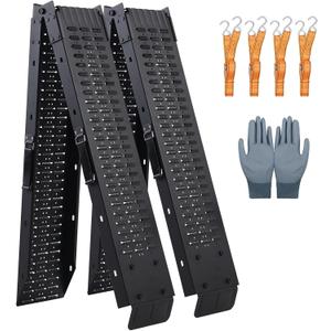 72.5" Heavy Duty Folding Loading Ramps with Sandblasted Finish, 1500lb Capacity, Ideal for Motorcycles, Lawn Mowers, ATVs, UTVs, and More Pack of 2 with Safety Straps and Gloves