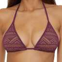 BECCA Women's Color Play Triangle Bikini Top, Adjustable, Tie Back, Swimwear Separates (Large, Aubergine)