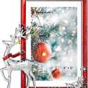 Unicadecor Casa 2025 Christmas Metal Picture Frame | 4x6 / 5x7 Holiday Premium Frame with Snowflake & Festive Designs | Elegant Home Dcor & Christmas Gift Choice (Deer-Red)