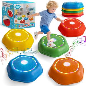 Musical Stepping Stones for Kids - 7 Piano & Drum Tones, Flashing Colorful Lights for Toddler Balance & Sensory Development | Indoor/Outdoor Play Equipment for Ages 3-5 (Large-11 inch)