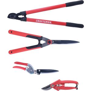 CRAFTSMAN 4-Piece Pruning Tools Set with Bypass Pruner, Bypass Lopper, Wavy Blade Hedge Shears & Swivel Blade Grass Shears