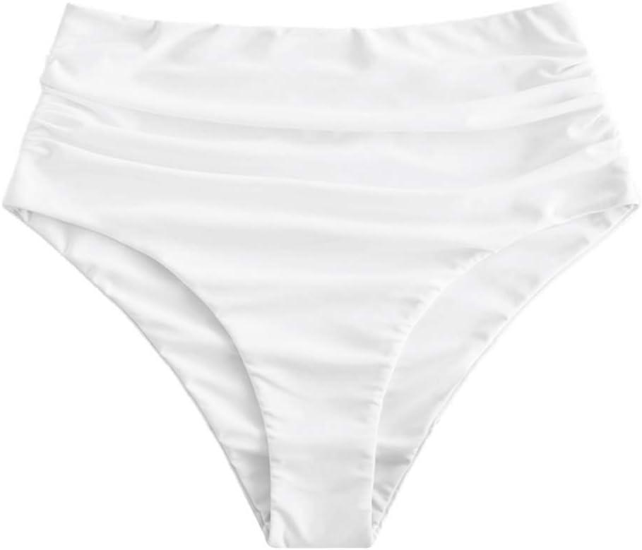 ZAFUL Women High Waisted Bikini Bottoms Ruched Swimsuit Bottom Tummy Control Bathing Suit Bottoms (X-Large)