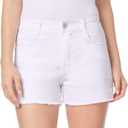 WallFlower Women's Juniors InstaVintage Fearless Curvy High-Rise Stretch Short Shorts (White)