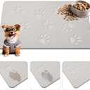 Drydiet Dog Gift Stone Mat for Dog Bowl Diatomaceous Earth Absorbent Non Slip Cat Puppy Mat for Food and Water Quick Drying Easy to Clean Placemat for Bowl Dish(Light Gray,16 x 12 Inch)