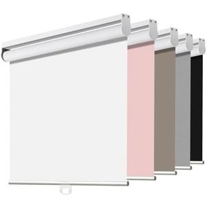 Joydeco Blackout Cordless Roller Shade White Fabric Mini Blinds & Shades for Windows,  Home Darkening