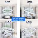 3-Ring Crystal Pendant Light, Adjustable LED, Cool White, 7.9"*11.8"*15.7"