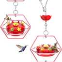2 Pack Wide-Mouth Hummingbird Feeders with Built-in Ant Moat, Outdoors Hanging Nectar Bird Feeder Easy-Refill Top, Decorative Feeder for Garden & Patio